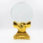 Golden Handshake Crystal Trophy – Premium Custom Partnership & Recognition Award