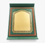 Green Certificate Trophy with Gold Plate – Premium Custom Award Folder