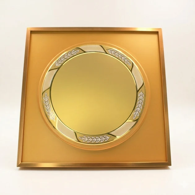 1 Metal Square Frame Trophy with Round Custom Print Plate – Premium Award Plaque - Image 1