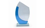 Crystal Award with Blue Side Design – Premium Optical Crystal Recognition Trophy