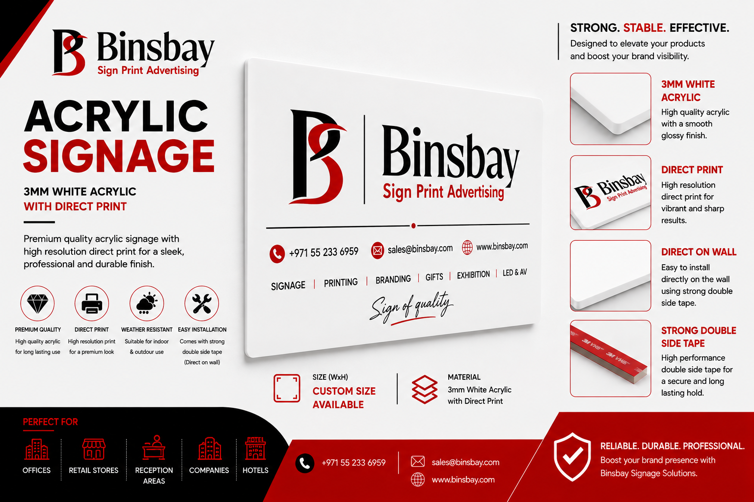 3mm acrylic with direct print Acrylic Signage with Direct Print - Image 1