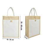 Vertical Jute Bag with Cotton Pocket – Custom Branded Promotional Bag - Image 2