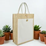 Vertical Jute Bag with Cotton Pocket – Custom Branded Promotional Bag