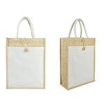 Vertical Jute Bag with Cotton Pocket – Custom Branded Promotional Bag - Image 3