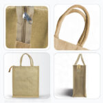 Jute Bag with Zipper – Vertical Custom Branded Shopping Bag - Image 4